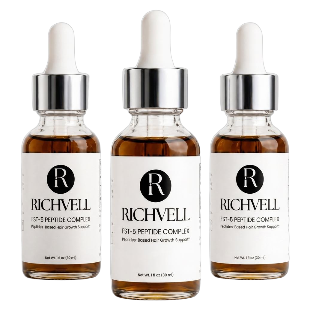 Three bottles of FST-5 Peptide Complex