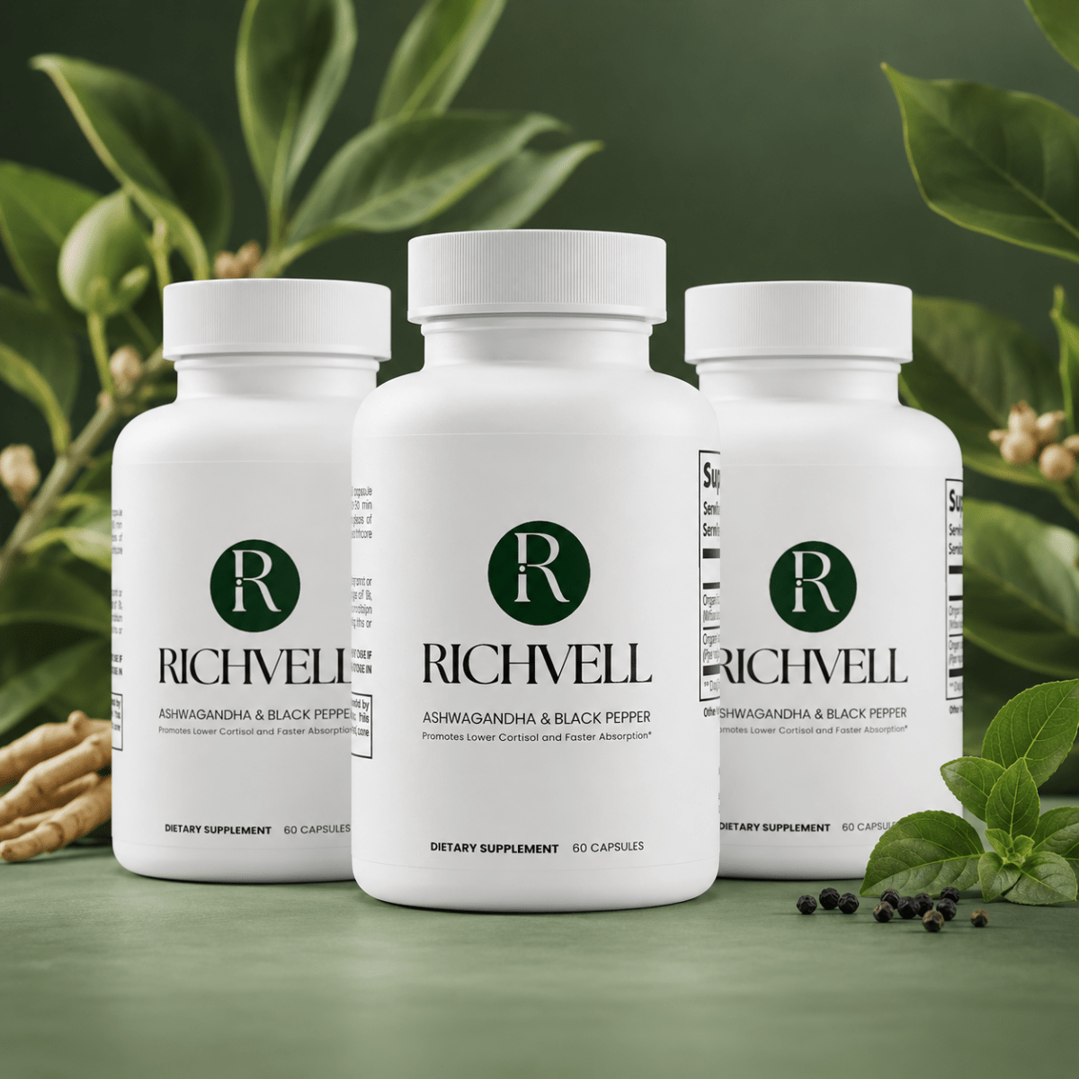 3x Richvell™ Organic Ashwagandha & Black Pepper - Richvell